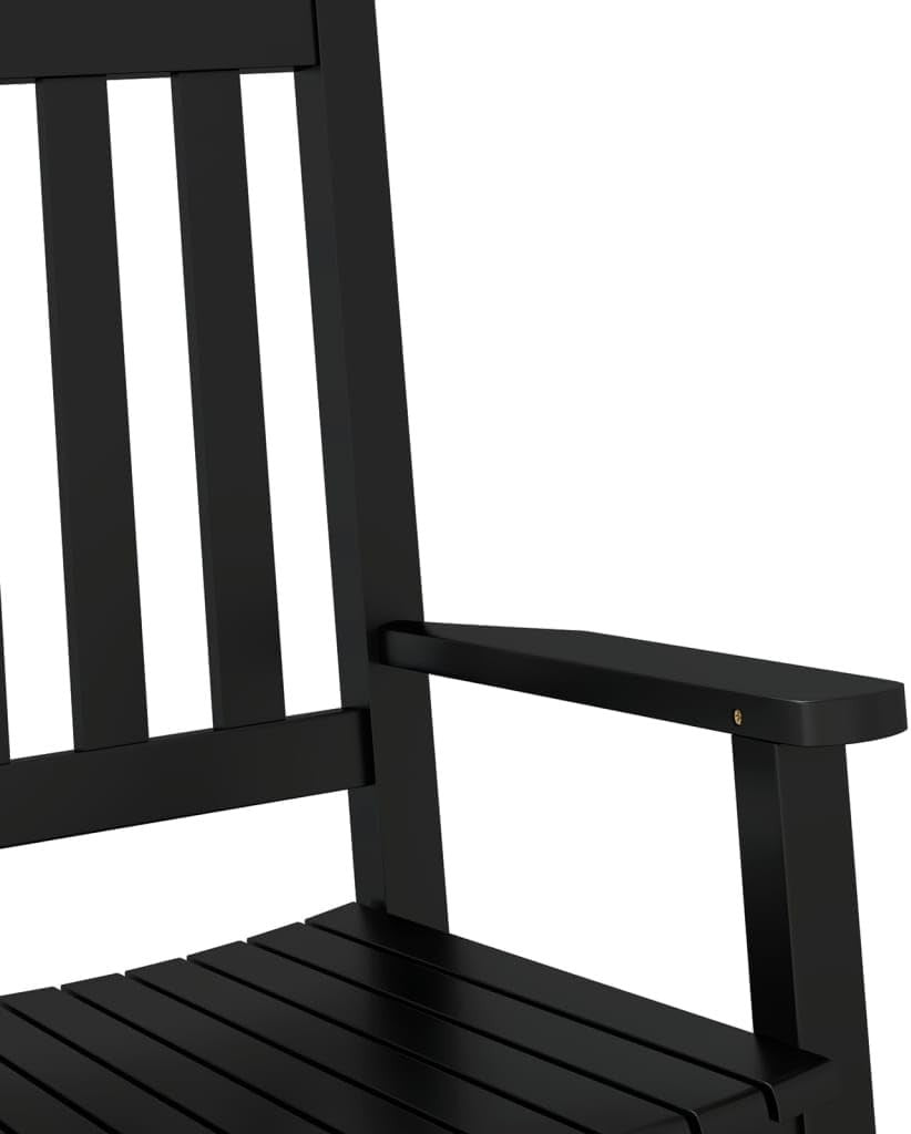 Kids Black Wooden Rocking Chair Safe Design Smooth Motion Indoor Outdoor