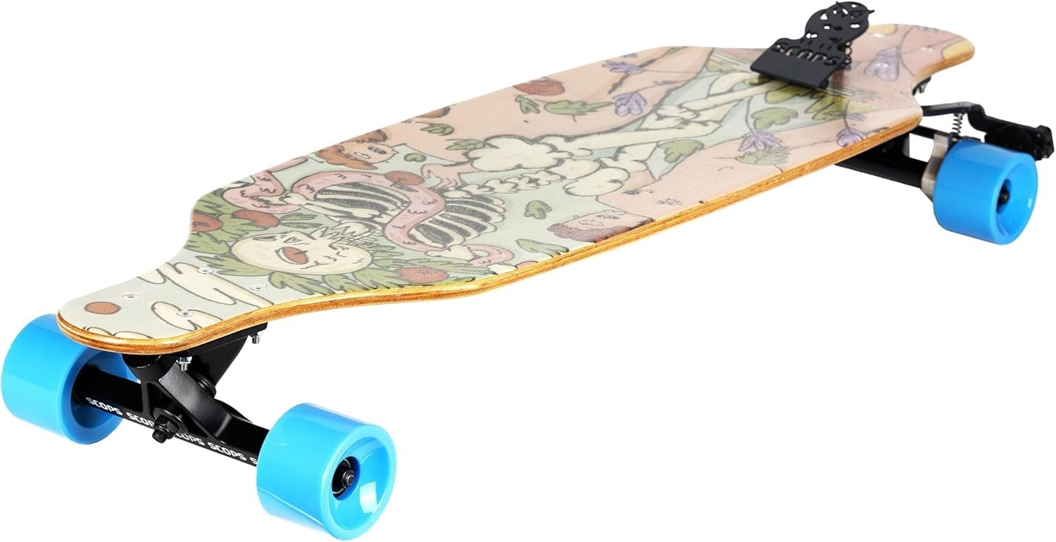 37" Urban Longboard Skateboard ABEC-9 Bearings Full-Deck Print Trendy Cruiser