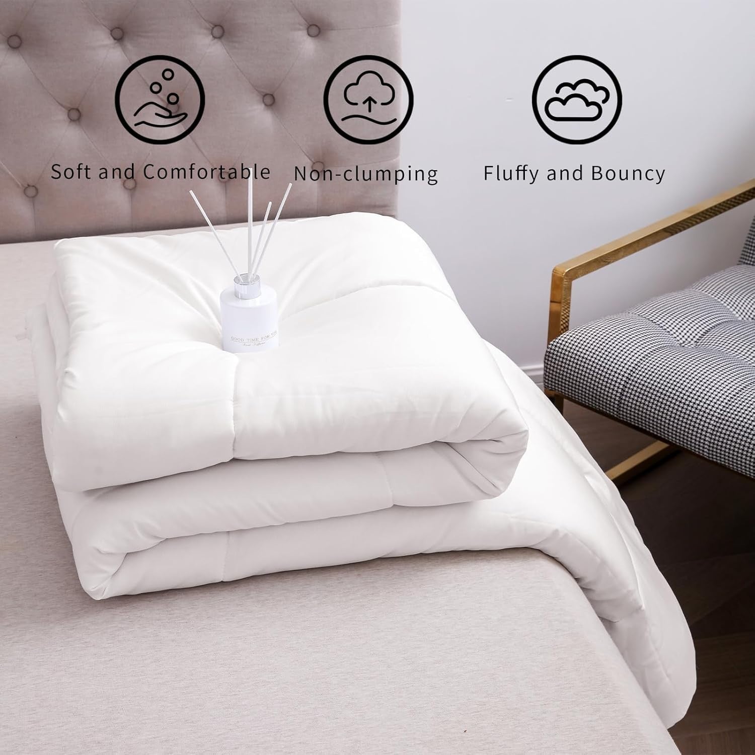 Soft Warm Cosy Double Duvet 10.5 Tog White 200x200cm All Season Quilt!