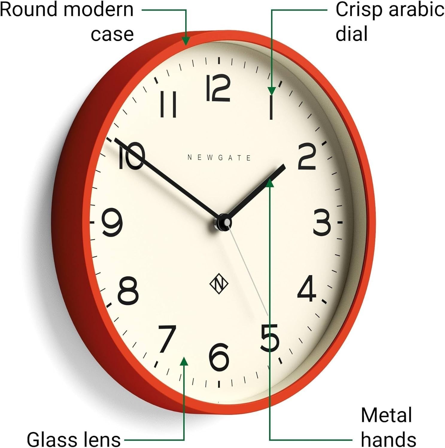 Modern Round Wall Clock 37cm | Easy-Read Numbers | Kitchen, Living Room