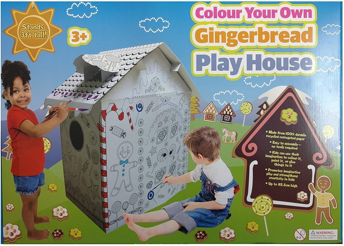 Kids Cardboard Playhouse Colour Your Own Gingerbread Wendy House