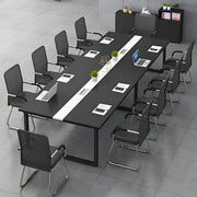 Black & White Conference Table 6–20 Person Office Meeting Desk w/ Cable Ports