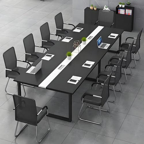 Black & White Conference Table 6–20 Person Office Meeting Desk w/ Cable Ports