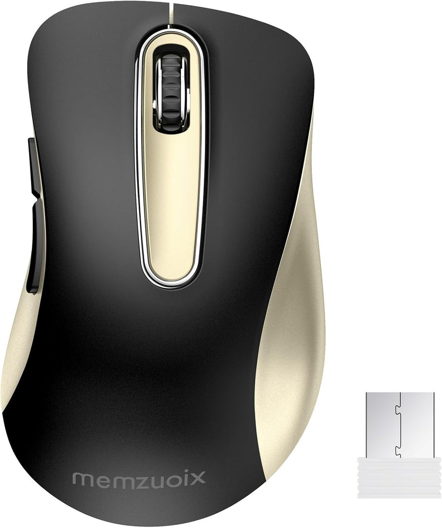 Black Gold Wireless Mouse 1400 DPI USB 2.4G 5 Button Ergonomic