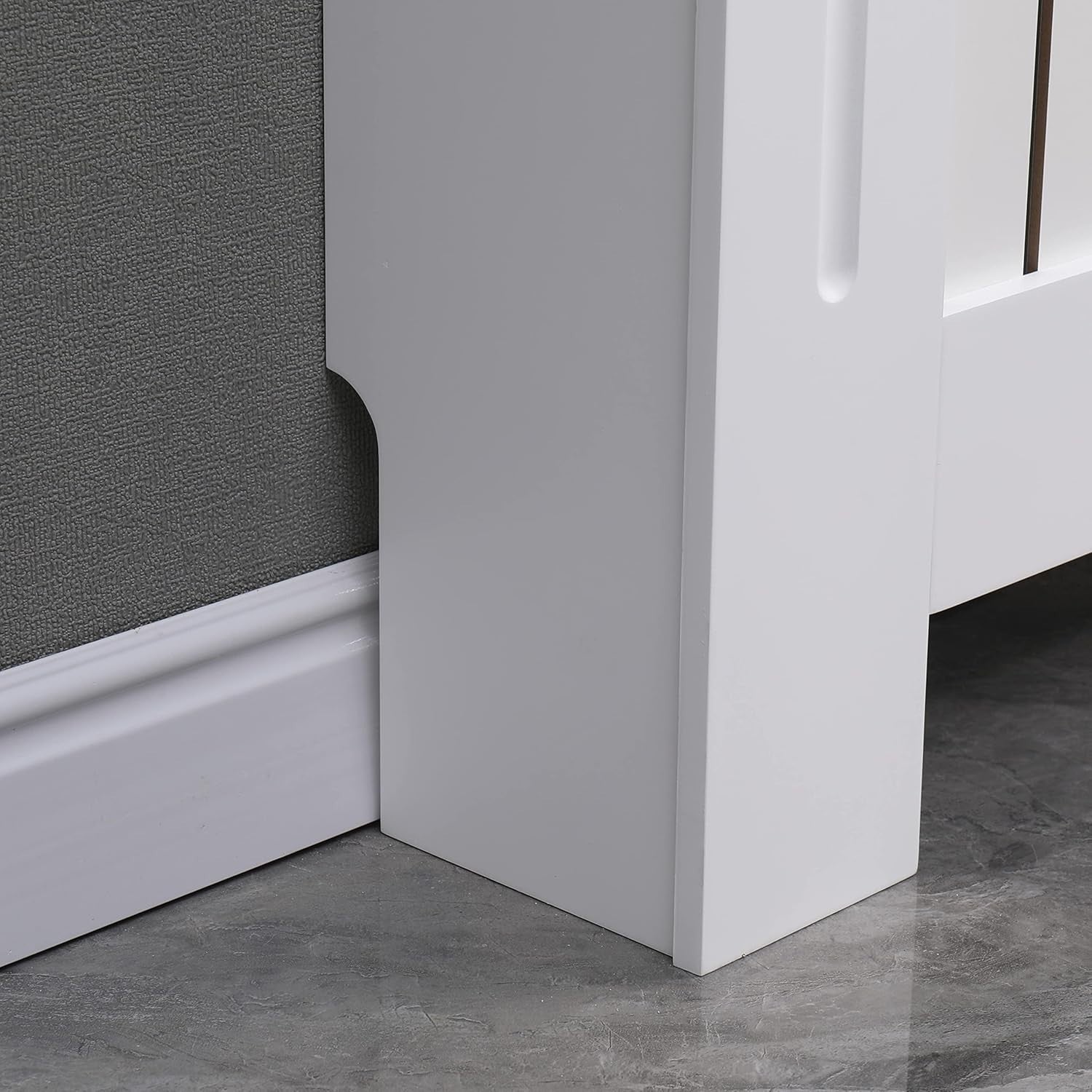 Small White Radiator Cover | Modern MDF Vertical Slat Cabinet Heat Efficient