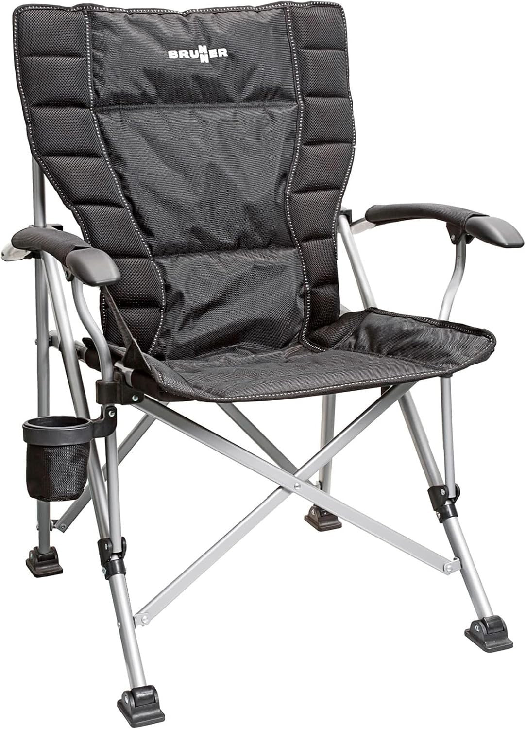 Heavy Duty Folding Camping Chair with Cup Holder, Padded Seat & Backrest