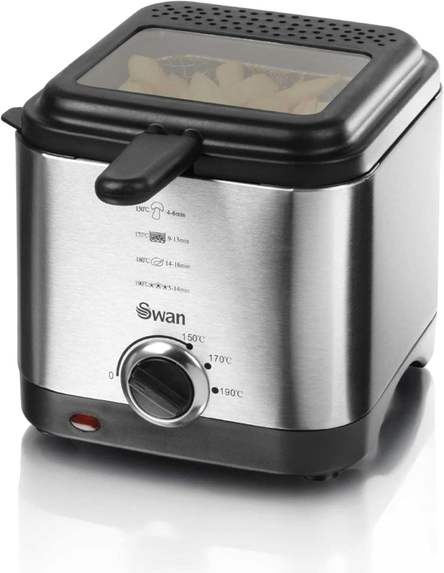 1.5L Deep Fat Fryer Stainless Steel 900W Adjustable Temp Viewing Window