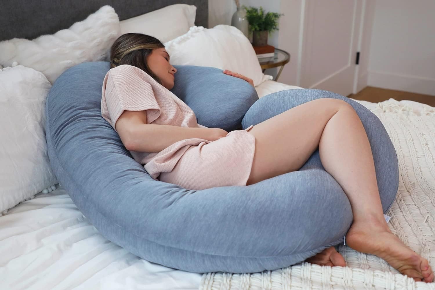 Cooling Pregnancy Pillow C Shape Full Body Maternity Support Sleeping Pillow