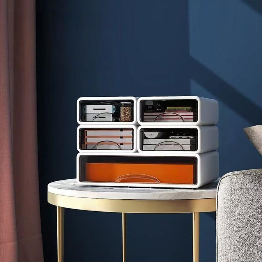 5 Tier White Desk Organizer Stackable Storage Box Makeup Office Supplies