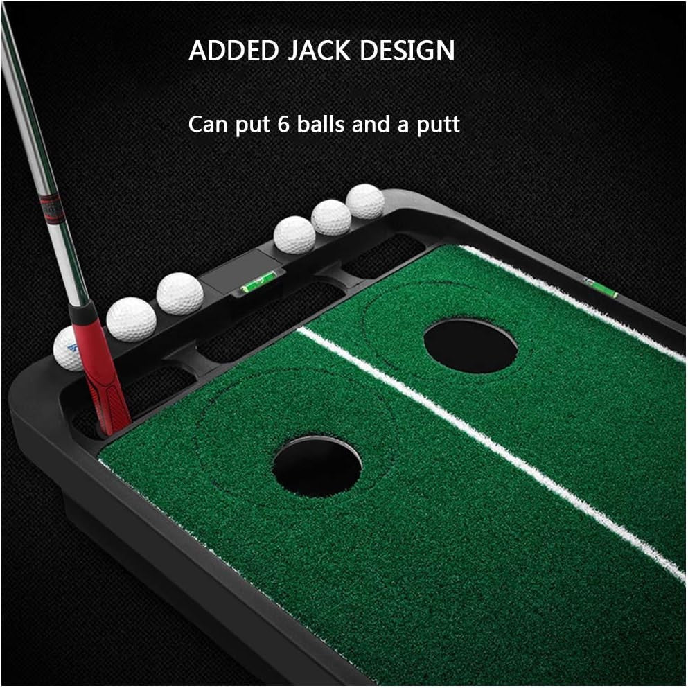 Mini Golf Putting Mat Auto Ball Return Adjustable Slope Indoor Trainer Set