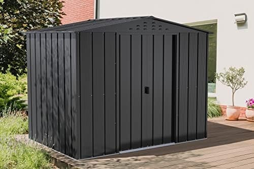 Duramax 8x6 Garden Shed Anthracite Grey Metal Outdoor Storage