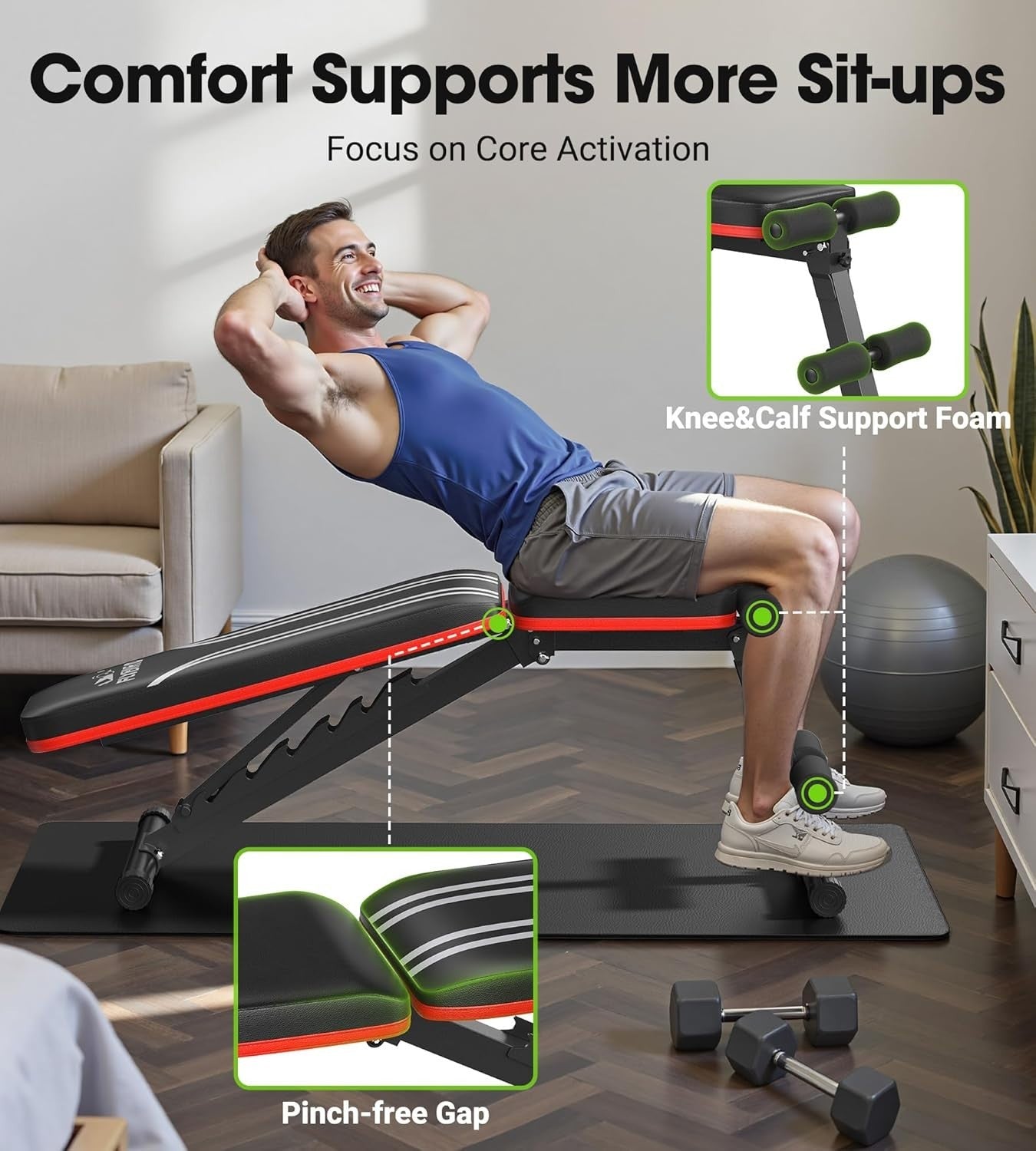Foldable Adjustable Weight Bench 300KG Home Gym Incline Decline