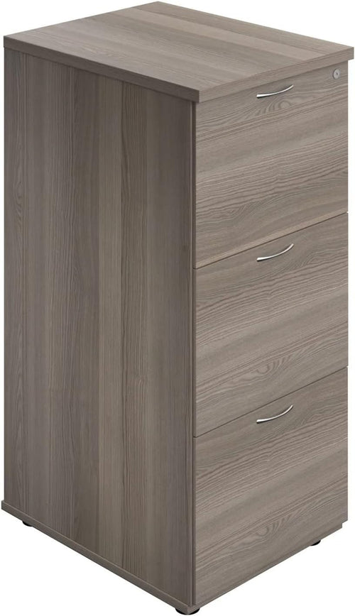 Grey Oak Filing Cabinet 3 Drawer Lockable 105cm Heavy Duty Office