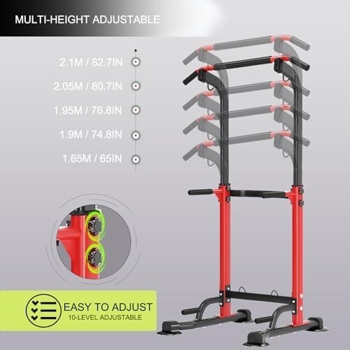 Adjustable Pull Up & Dip Station Power Tower Home Gym Rack
