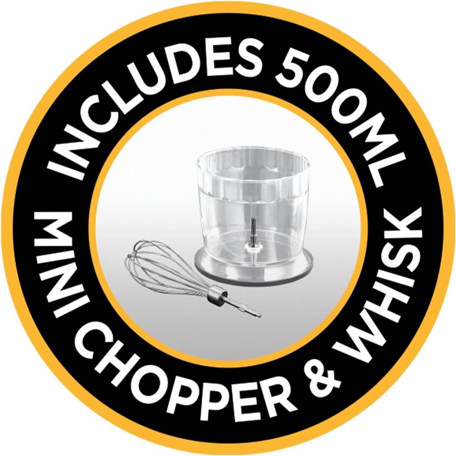500W Handheld Electric Blender with Chopper & Whisk - 700ml Bowl, Portable