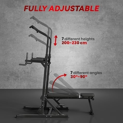 Black Multi-Function Pull Up Tower Dip Station Adjustable Home Gym