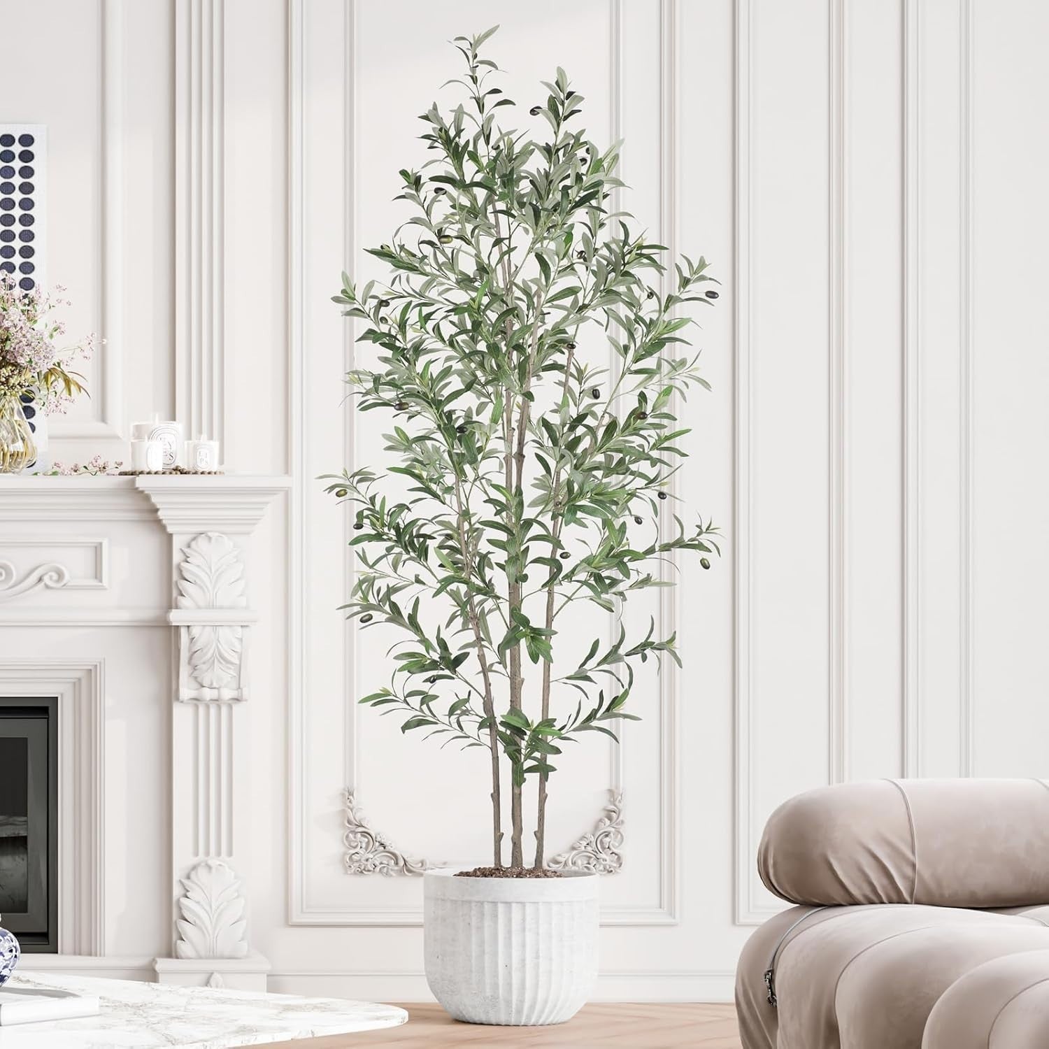 7ft Artificial Olive Tree Tall Faux Plant Realistic Leaves Indoor Home Decor