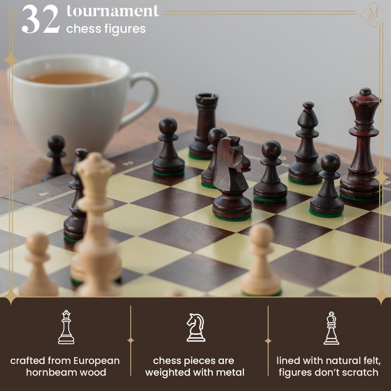 41cm Wooden Chess Set | Large Portable Tournament Board & Staunton Pieces