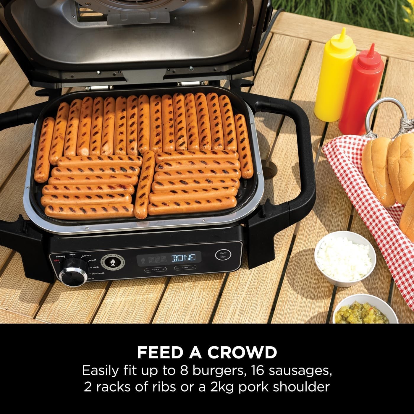 7-in-1 Electric BBQ Grill & Smoker with Air Fryer, Dehydrator & Bake Functions