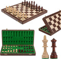 38cm Tournament Chess Set – Inlaid Folding Board & Weighted Wooden