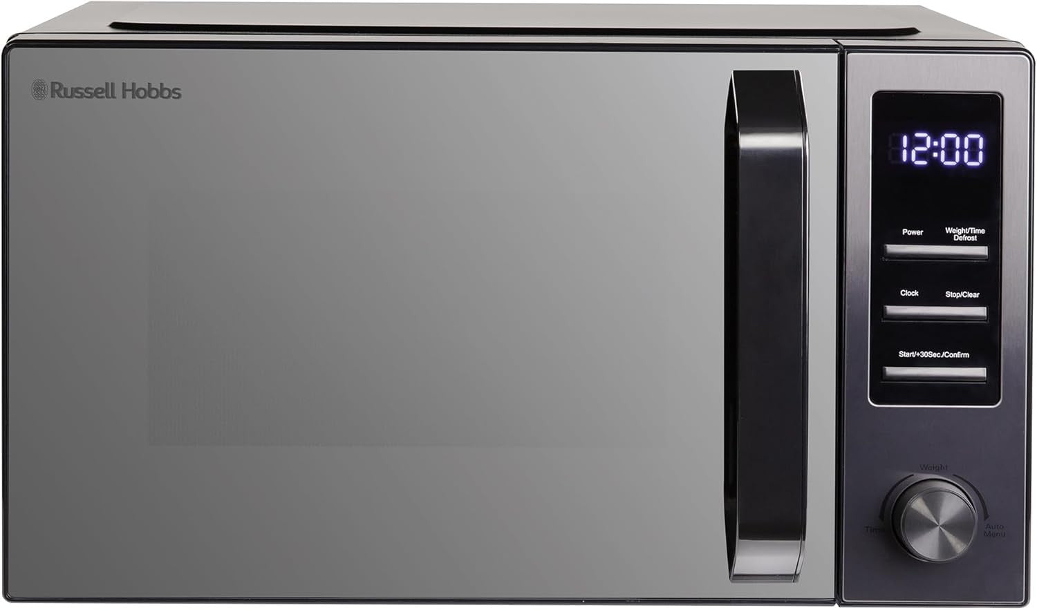 Dark Steel 23L Digital Microwave 900W 8 Auto Cook Mirror Door