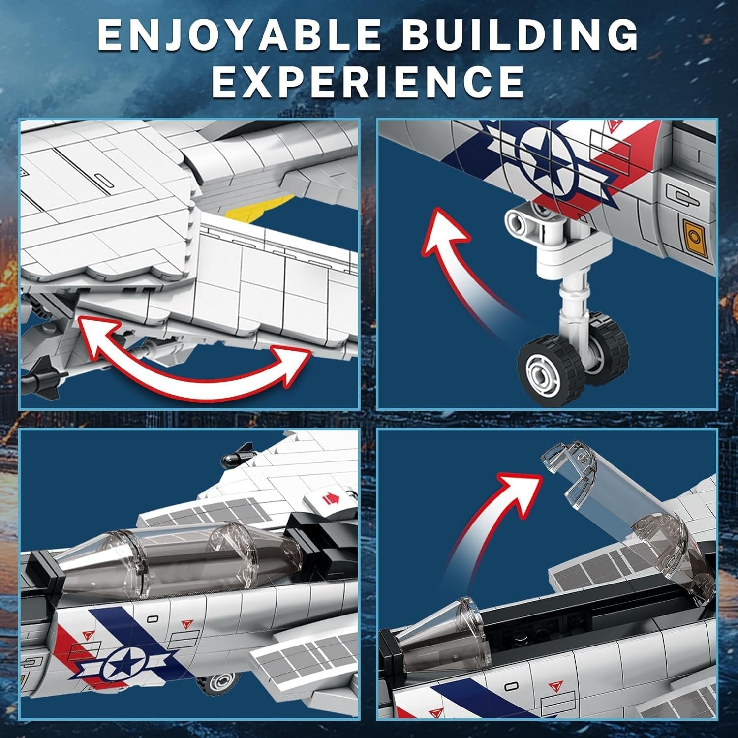 F-14 Fighter Jet Model Kit 1600pcs Military Plane Collectors Set Adults