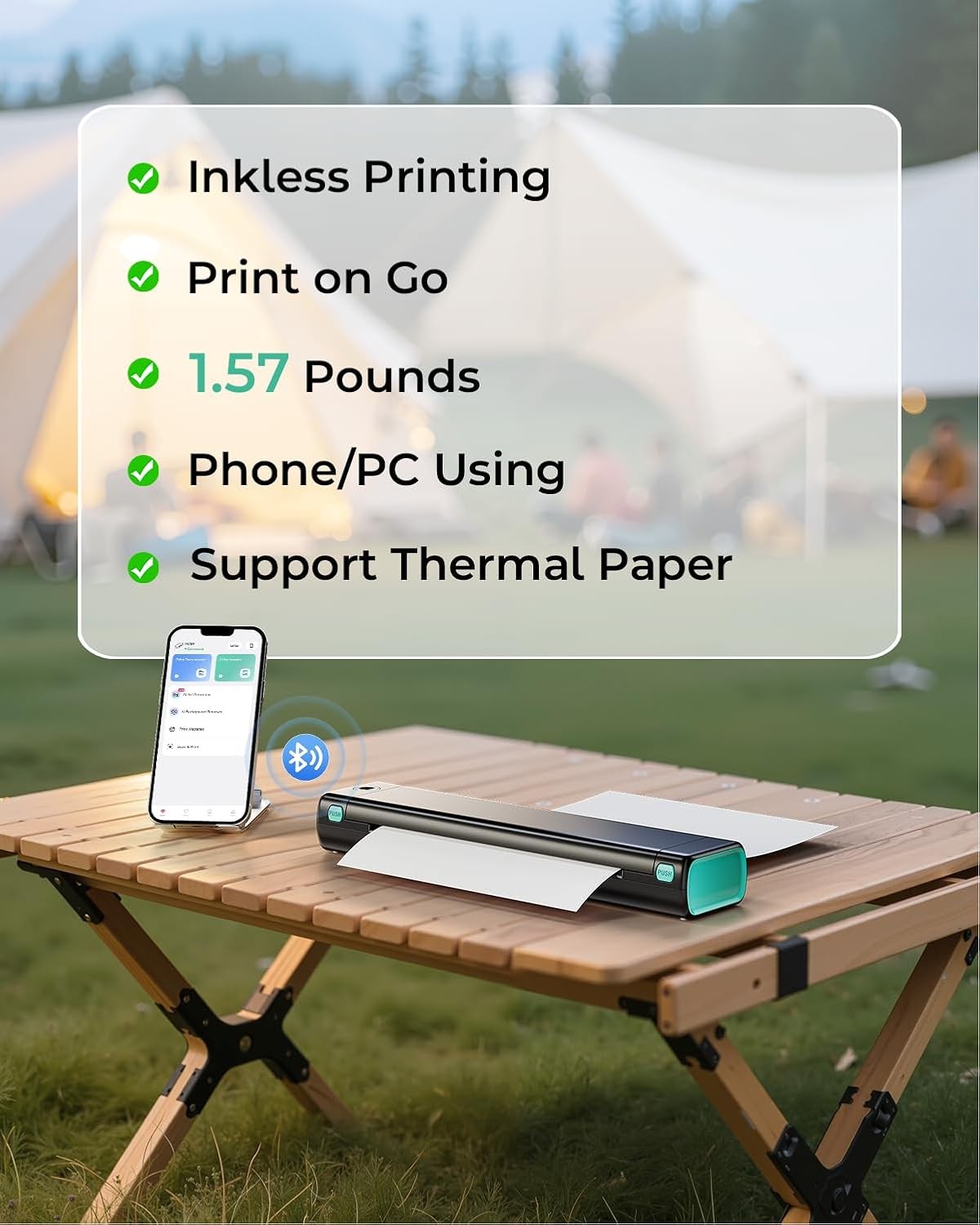 Portable A4 Bluetooth Thermal Printer Inkless Mobile Printer