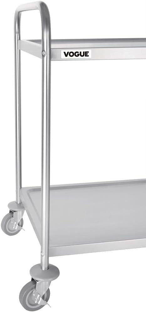 2 Tier Stainless Steel Catering Trolley Large Serving Cart with Wheels