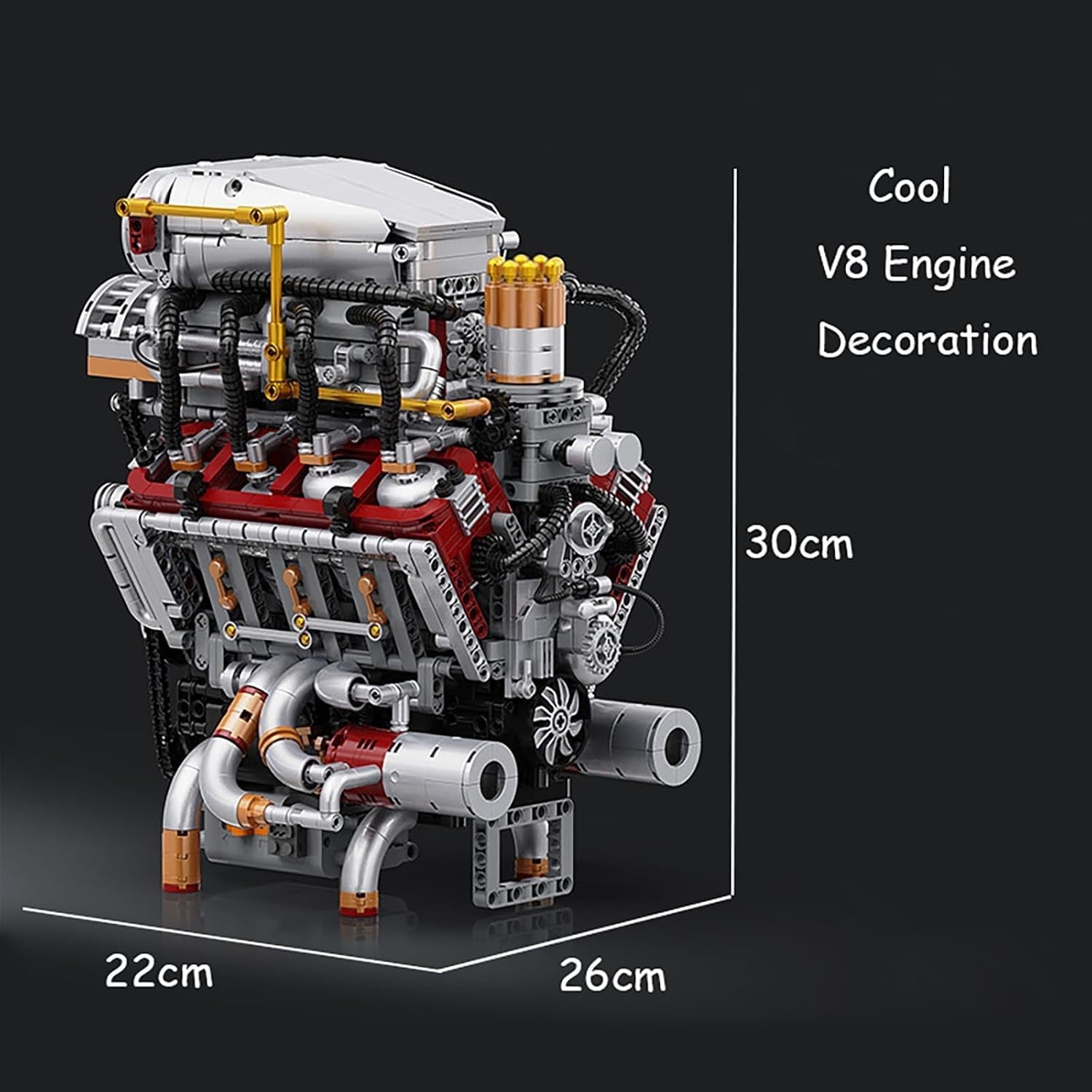 DIY V8 Engine Model Kit with Motor, STEM Building Toy, 2347pcs, Real Mechanics