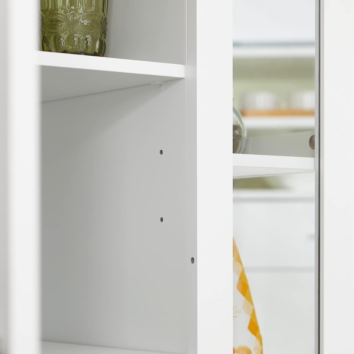 Compact Kitchen Island on Wheels Cupboard Worktop White