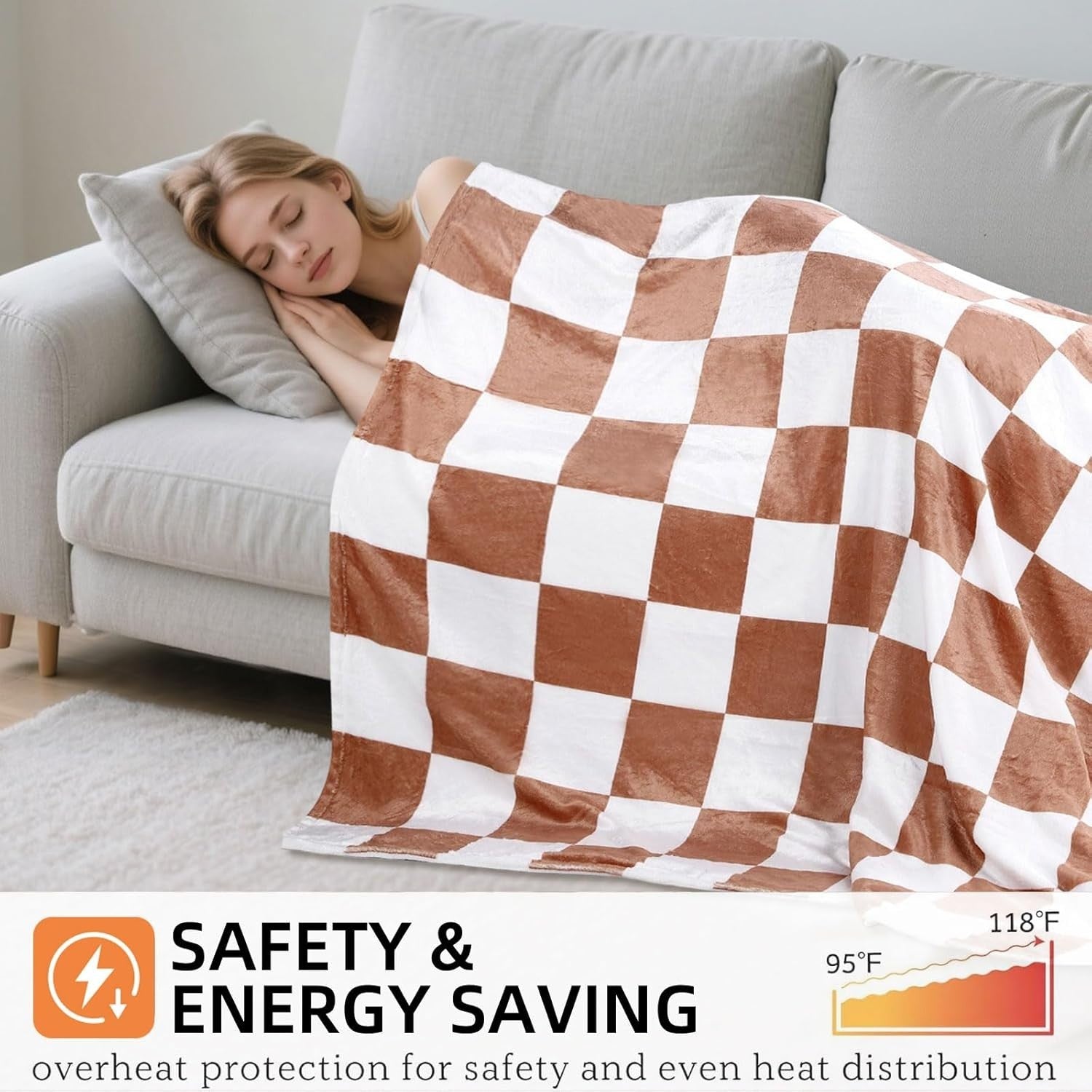 USB Heated Throw Blanket 50x60in Portable Electric Fleece 3 Heat Settings Travel