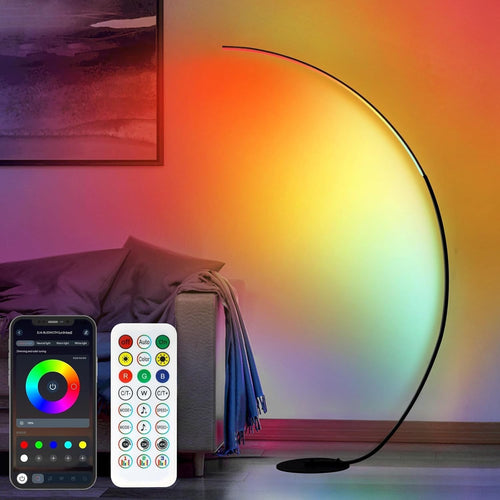 RGB Arc Floor Lamp LED Dimmable App Remote 165cm Colour Changing Light