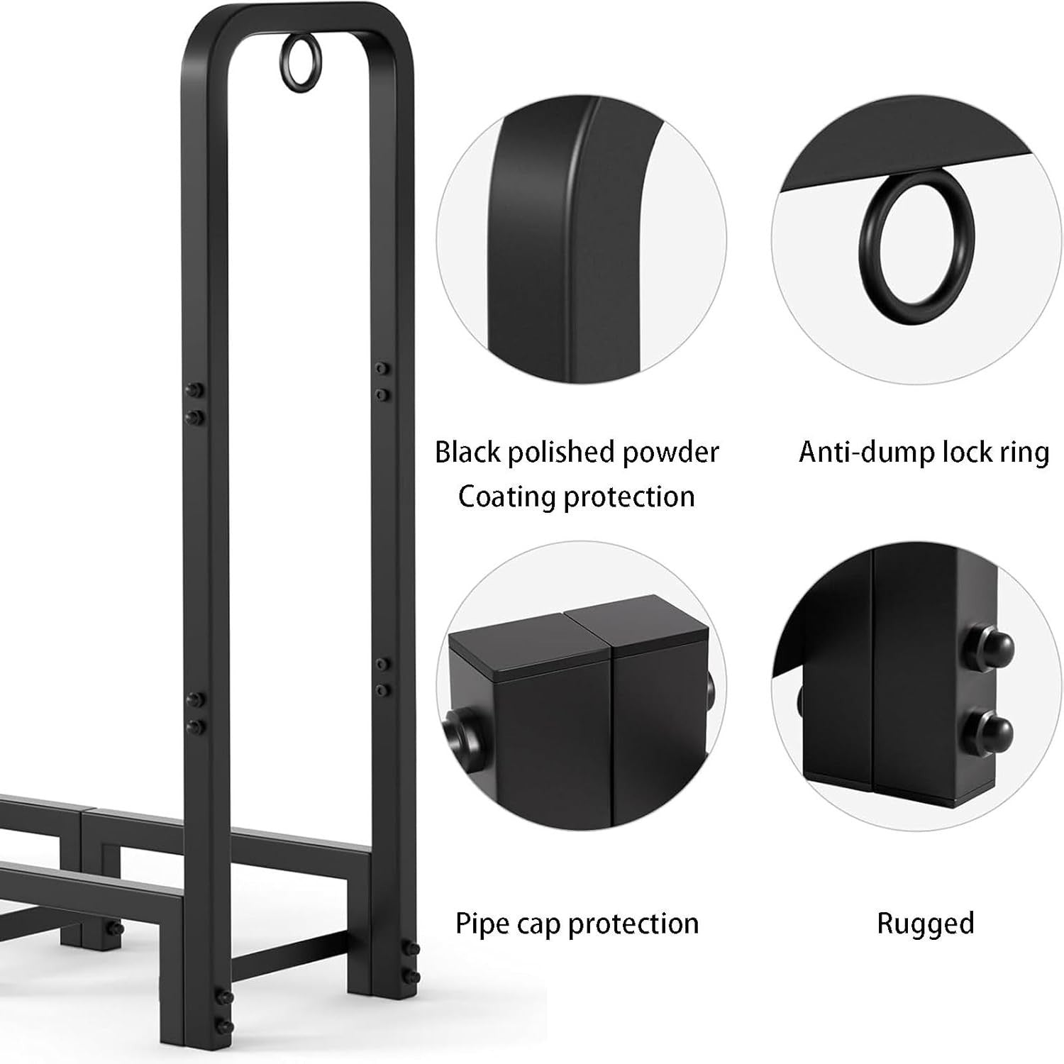 Adjustable Firewood Rack Indoor Outdoor Log Holder Heavy Duty Metal Shelf