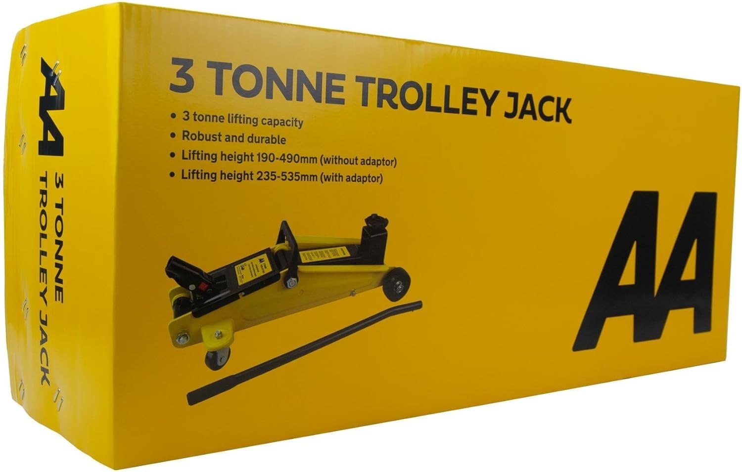 3 Ton Hydraulic Trolley Jack 190–535mm Heavy Duty Car SUV Lift with Adaptor