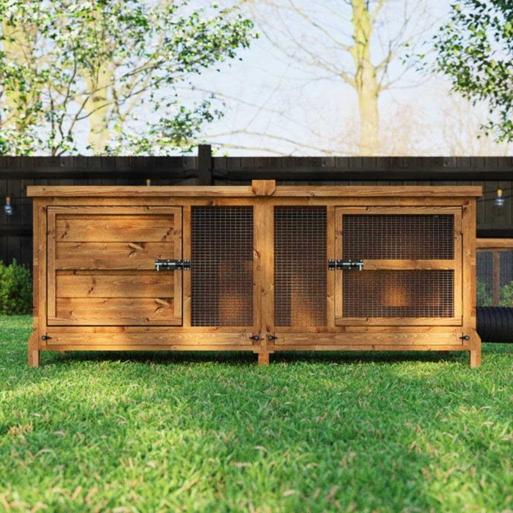 6ft Large Rabbit Hutch Outdoor Wooden Single Tier Secure Pet Cage