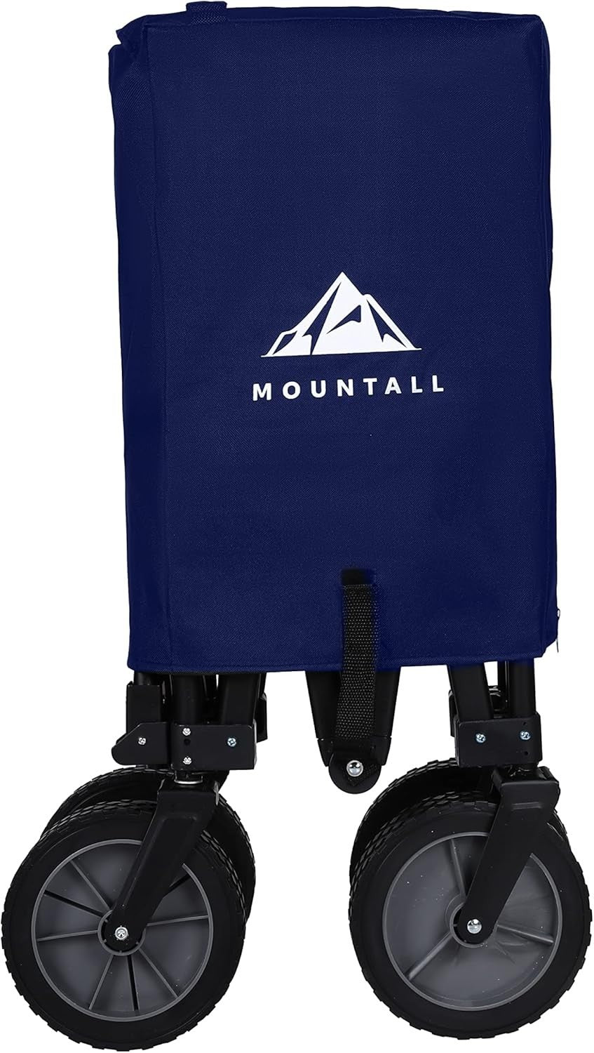 Navy Folding Festival Wagon 85kg Collapsible Garden Camping Trolley w/ Cargo Net