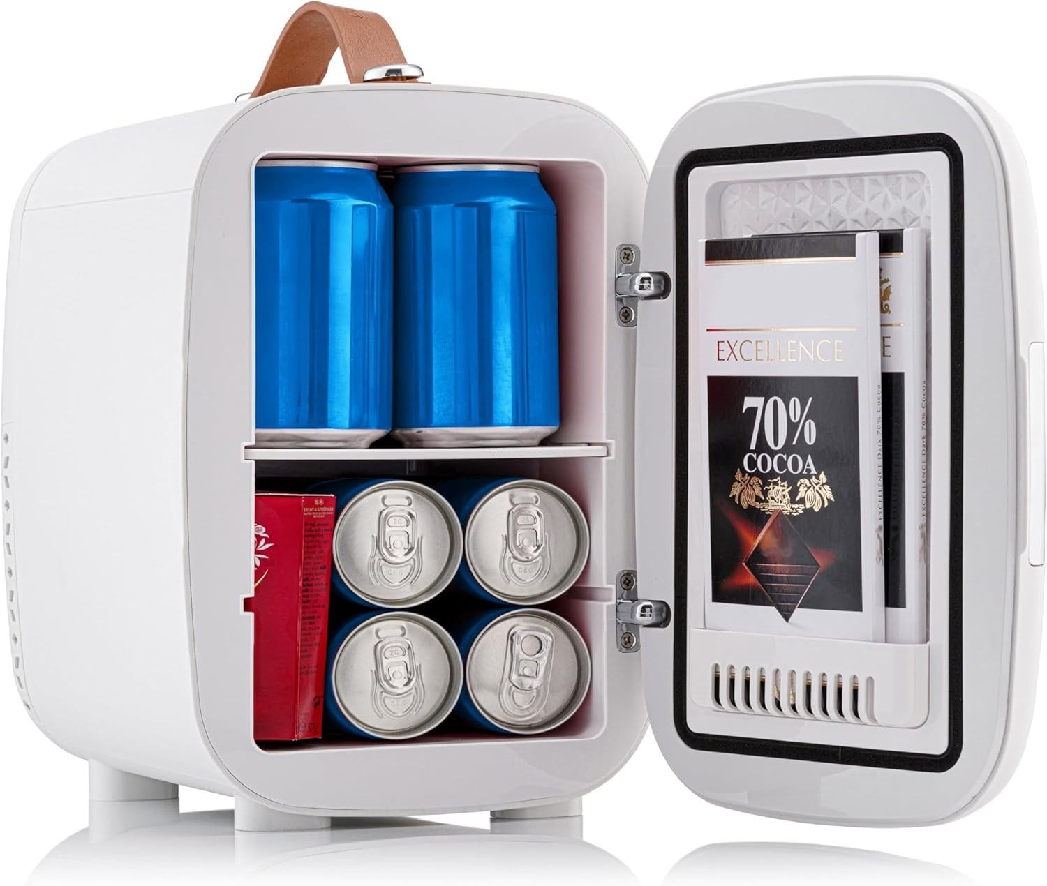 4L Mini Fridge USB & AC Powered White Portable Cooler Small