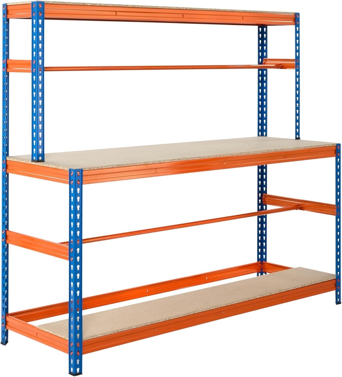 Heavy Duty Packing Workbench with Shelves Reel Bars Steel 1795mm Wide Station