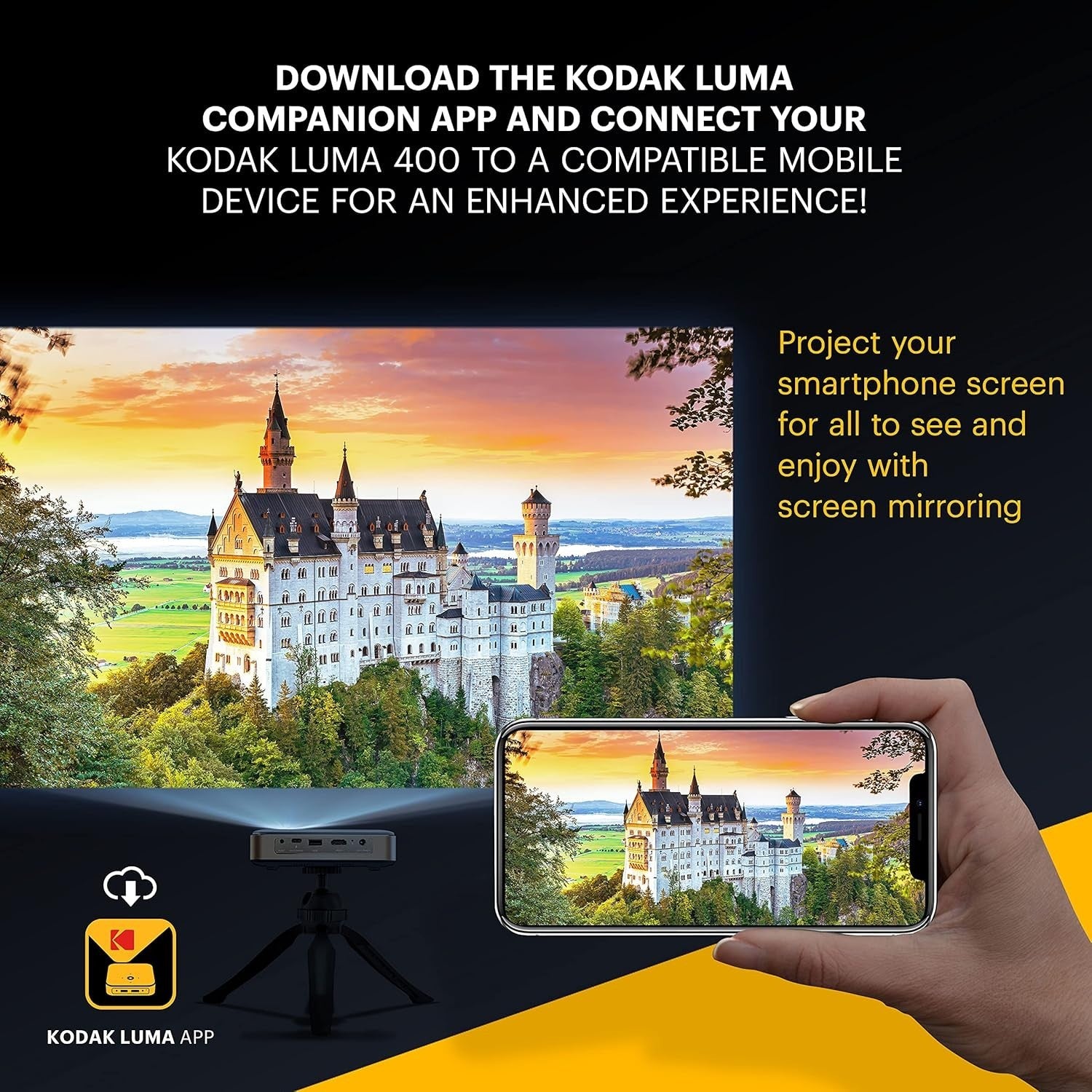 Portable Smart Projector 720P 4K WiFi Bluetooth 200 ANSI Tripod