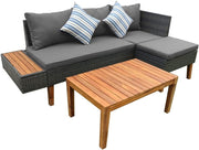 4 Seater Rattan Garden Sofa Set with Built-in Side Table & Coffee Table