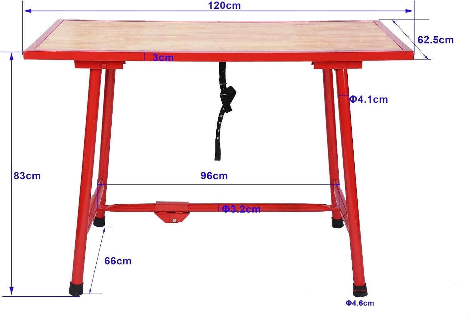 Foldable Workbench 120x62.5cm Heavy Duty Table 300kg Steel Frame Portable DIY