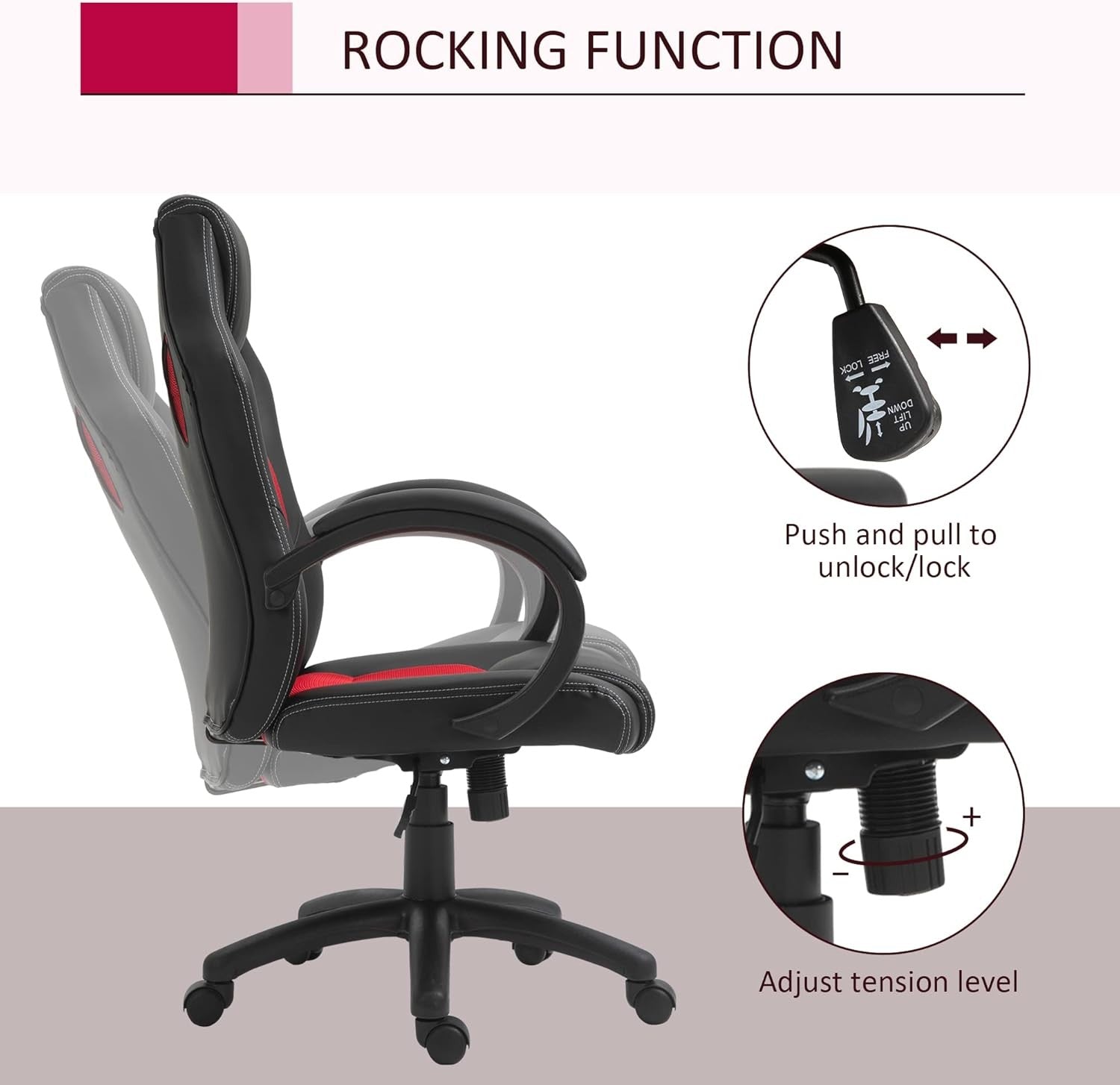 Gaming Chair Racing Style Swivel Faux Leather Office Desk