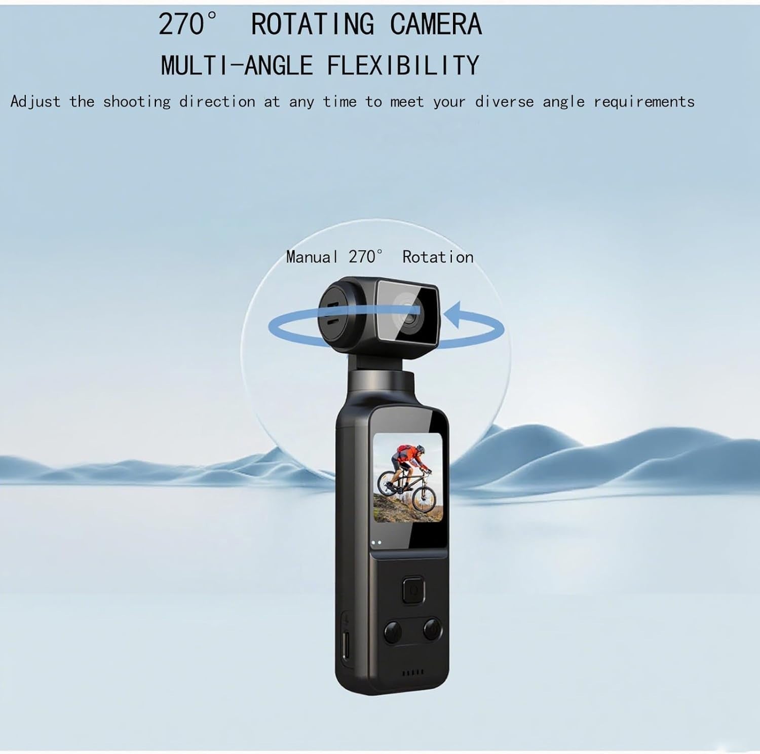 4K POV Body Camera WiFi Vlogging Action Cam 270° Rotating Lens