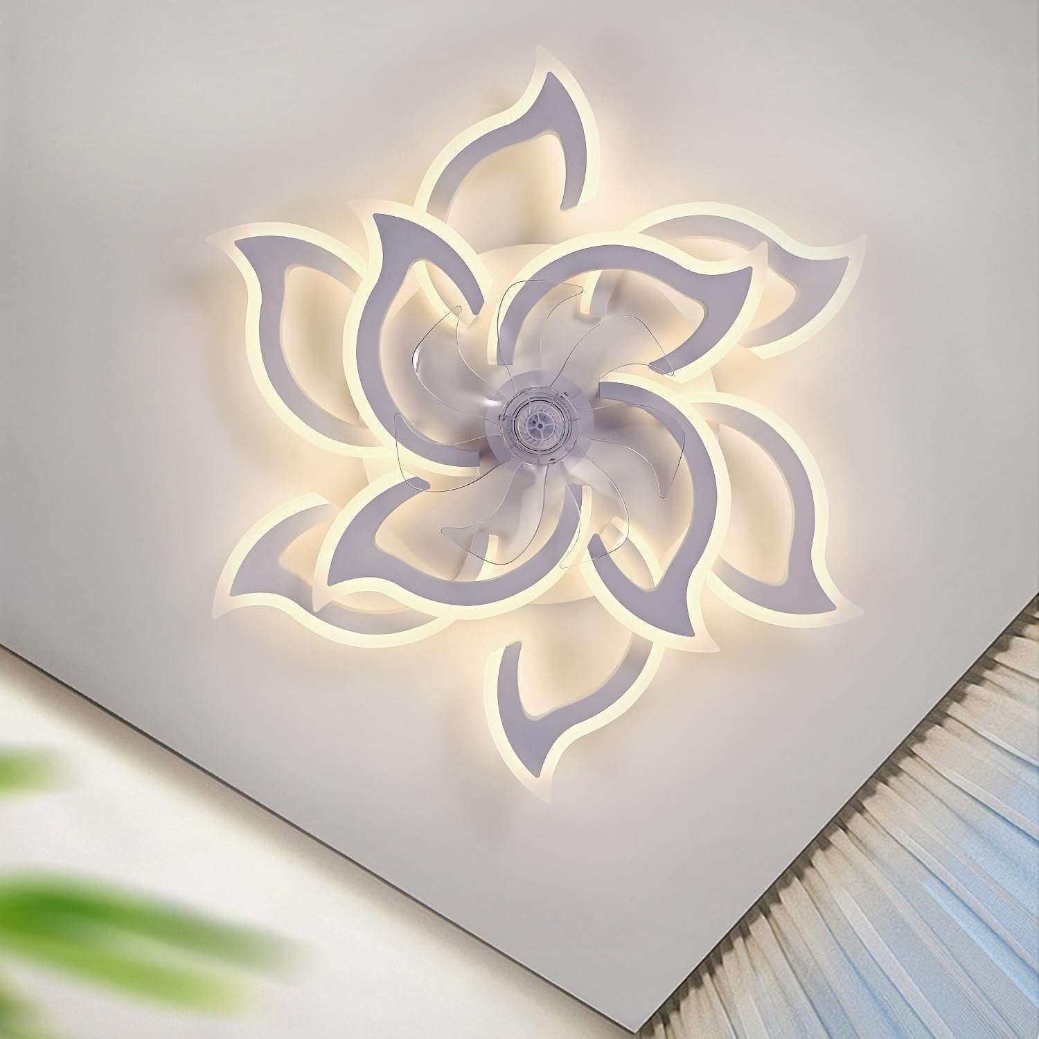 ChenSolara 90cm LED Ceiling Fan Light 6 Speeds Dimmable Remote White