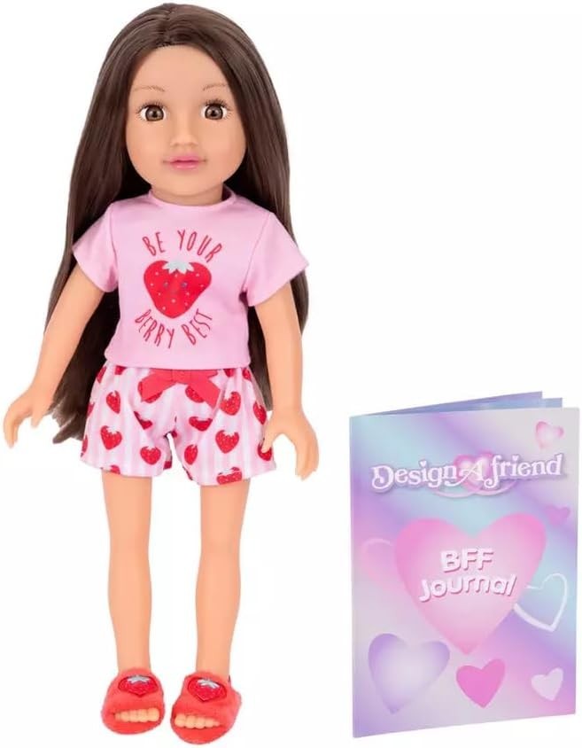 14in Sleepover Doll Soft Body Brunette Hair Pyjamas Diary Gift