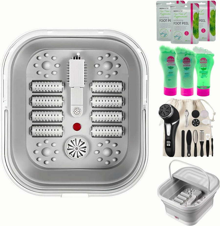 LED Foot Spa Massager Shiatsu Rollers Heat Therapy Medicine Box Mint