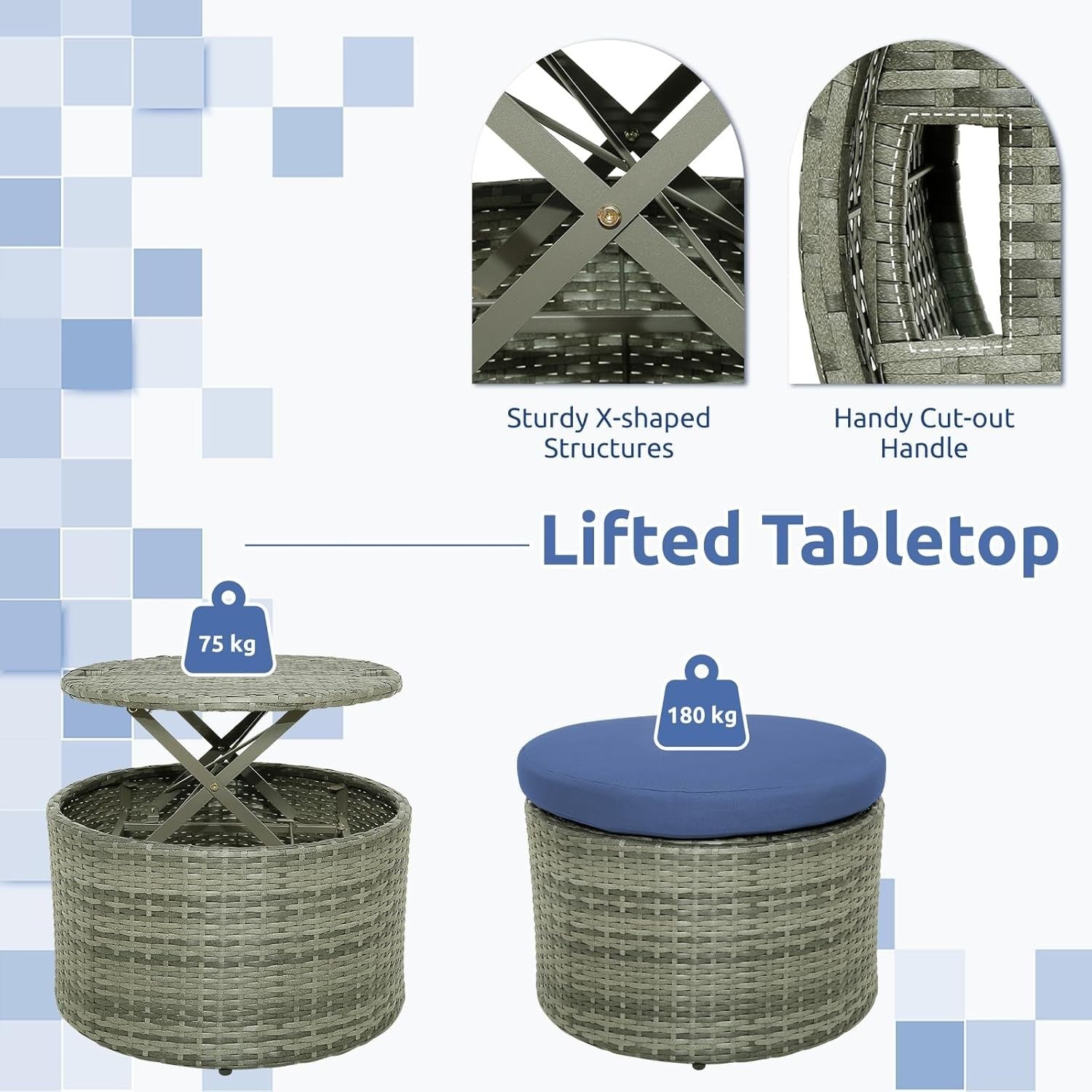 5‑Piece Modular Rattan Garden Daybed Set 190×177×146cm | Canopy & Table
