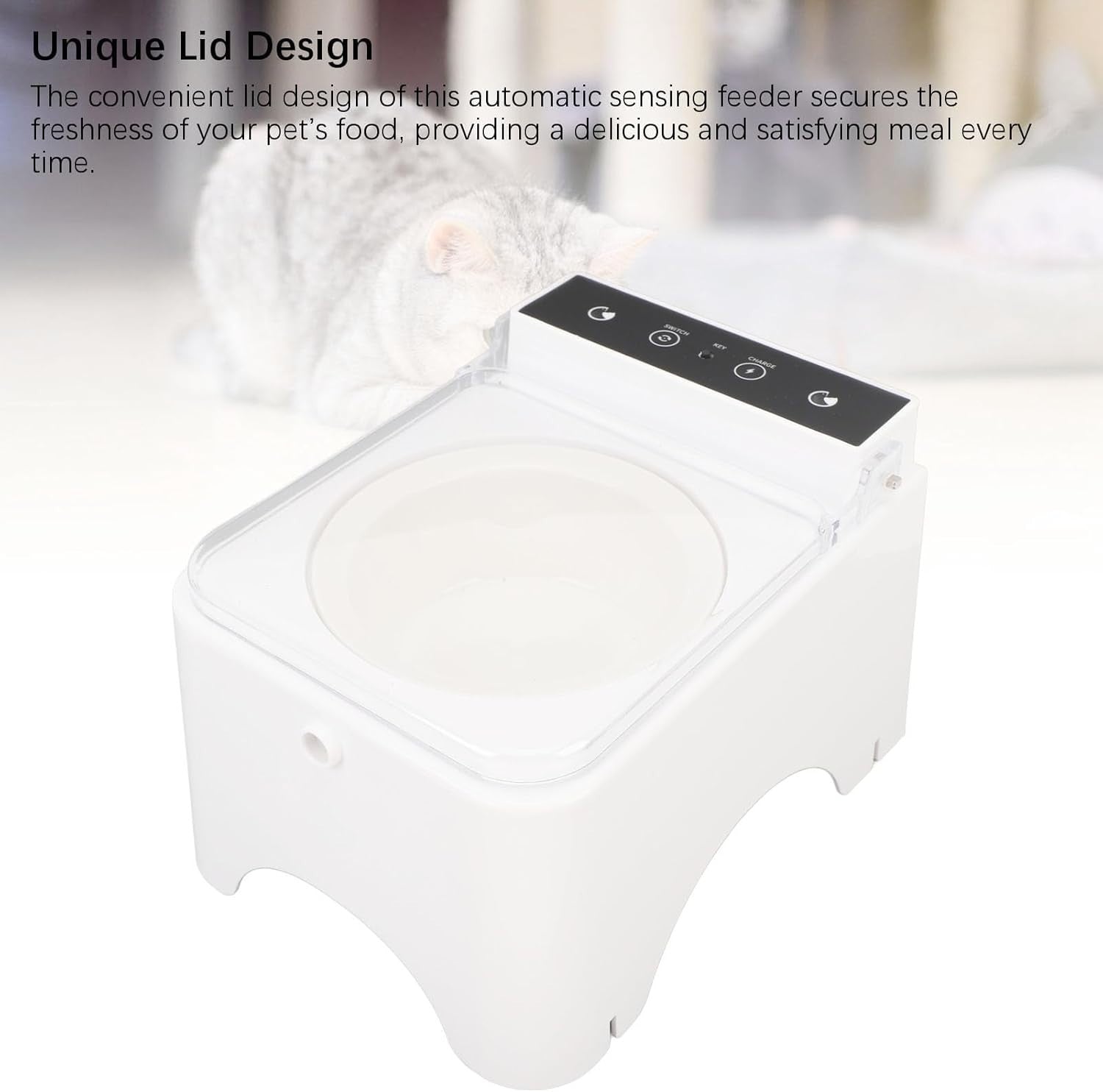 Automatic Pet Feeder Infrared Sensor Bowl Auto Open Lid Cat Dog Food