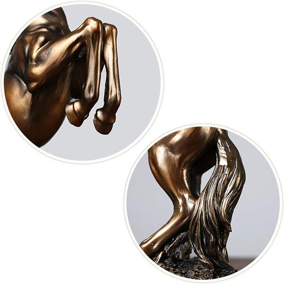 Bronze Rearing Horse Statue 31cm Resin Art Decor Elegant Home Office Sculpture