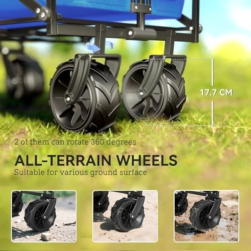 120L Folding Festival Trolley Cart Canopy All Terrain Wheels Garden